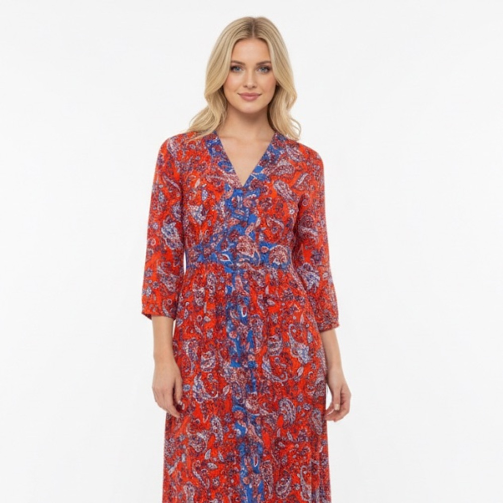 Japna red floral maxi dress boho size medium